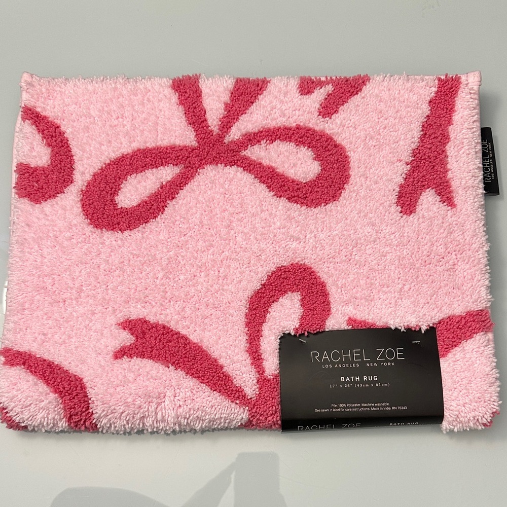 NWT Rachel Zoe Pink Bow Bath Rug